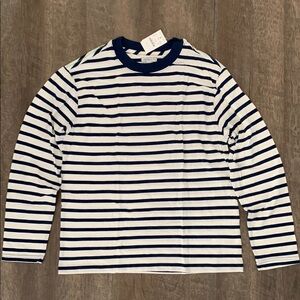 Crewcuts Navy and Creme Striped Long Sleeve Shirt NWT